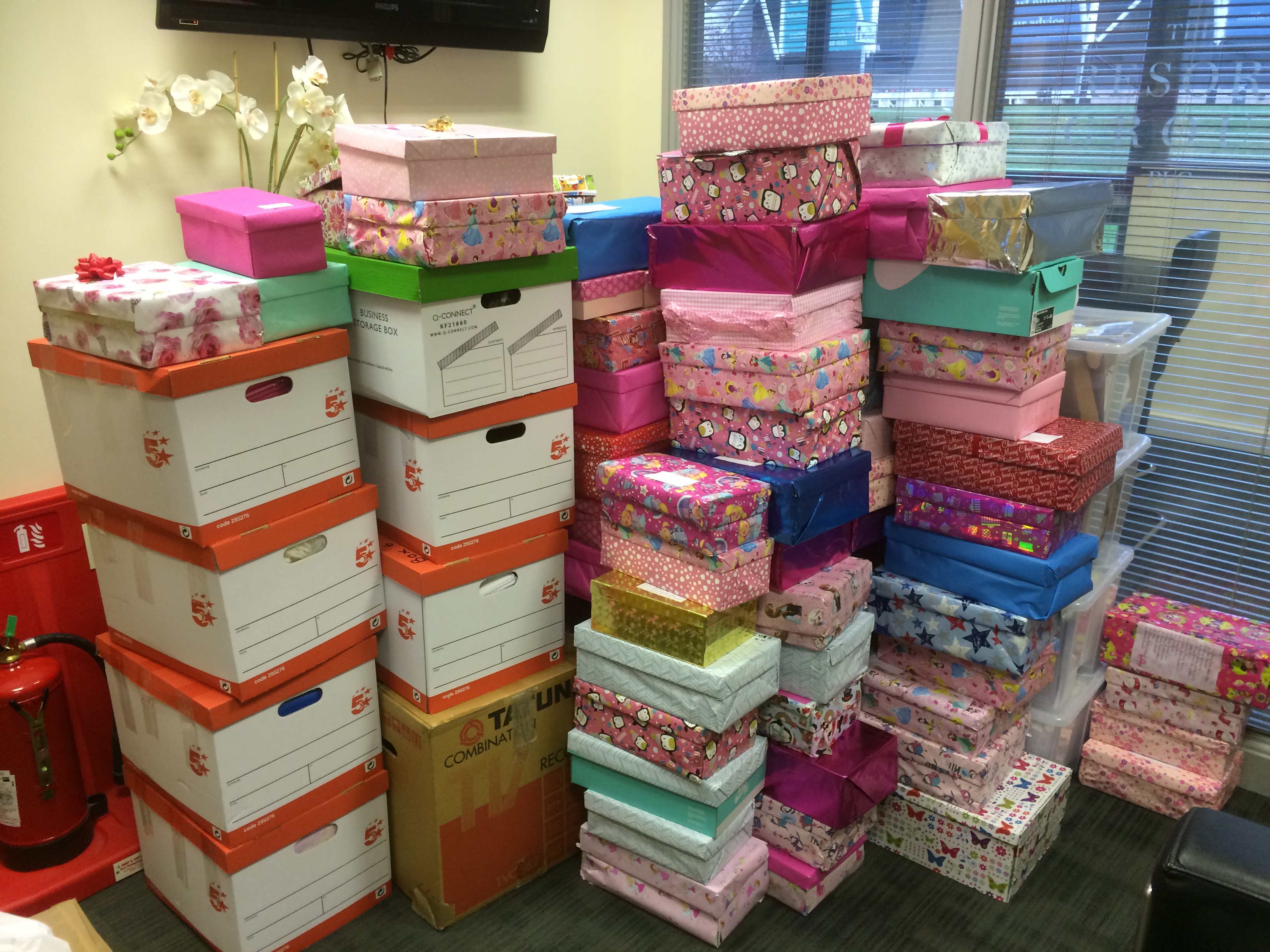 Charity Christmas shoeboxes ready to send to Cape Verde - Cape Verde Foundation